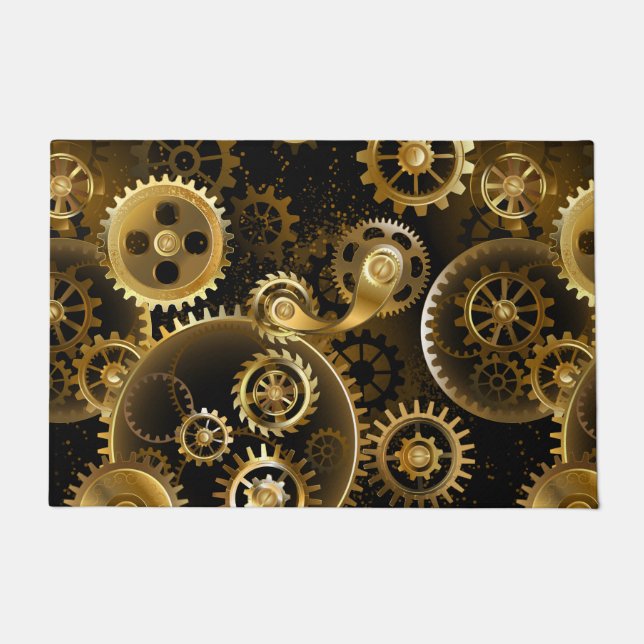 Seamless Steampunk Brass Gears Doormat (Front)