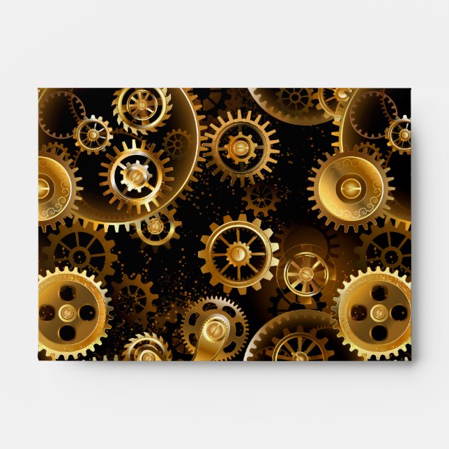 Seamless Steampunk Brass Gears Envelope (Front)