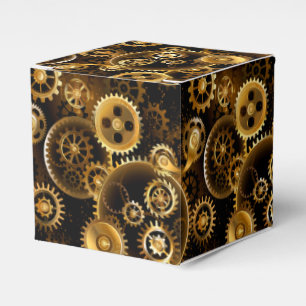 Seamless Steampunk Brass Gears Favour Box