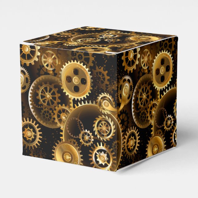 Seamless Steampunk Brass Gears Favour Box (Front Side)