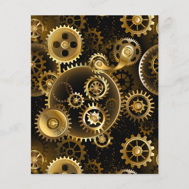 Seamless Steampunk Brass Gears Flyer (Front)