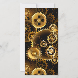 Seamless Steampunk Brass Gears Holiday Card