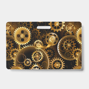 Seamless Steampunk Brass Gears ID Badge