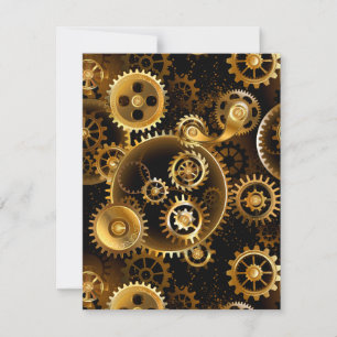 Seamless Steampunk Brass Gears Invitation
