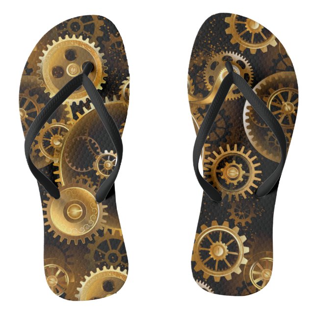 Seamless Steampunk Brass Gears Jandals (Footbed)