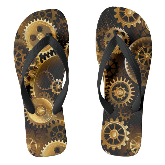 Seamless Steampunk Brass Gears Jandals (Footbed)