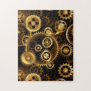 Seamless Steampunk Brass Gears Jigsaw Puzzle
