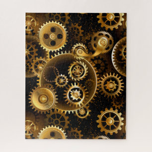 Seamless Steampunk Brass Gears Jigsaw Puzzle