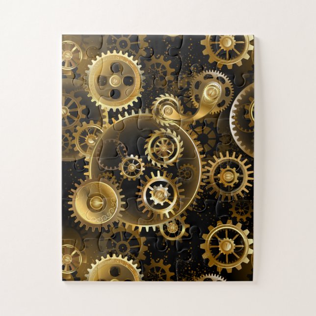 Seamless Steampunk Brass Gears Jigsaw Puzzle (Vertical)