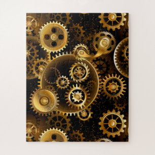 Seamless Steampunk Brass Gears Jigsaw Puzzle