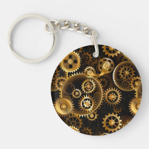 Seamless Steampunk Brass Gears Key Ring