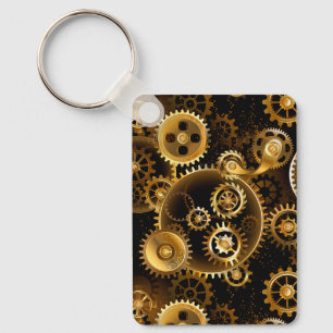 Seamless Steampunk Brass Gears Key Ring
