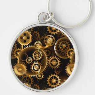 Seamless Steampunk Brass Gears Key Ring