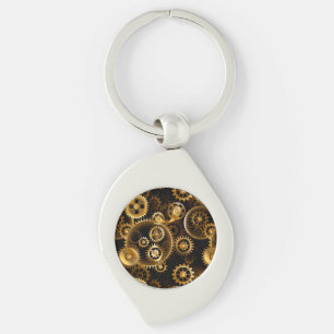 Seamless Steampunk Brass Gears Key Ring