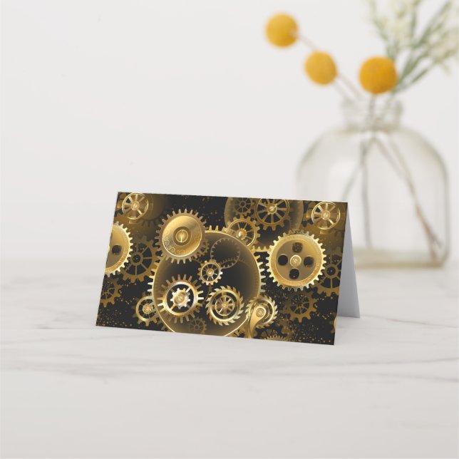 Seamless Steampunk Brass Gears Loyalty Card (Front)