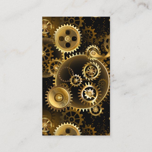 Seamless Steampunk Brass Gears Loyalty Card (Front)