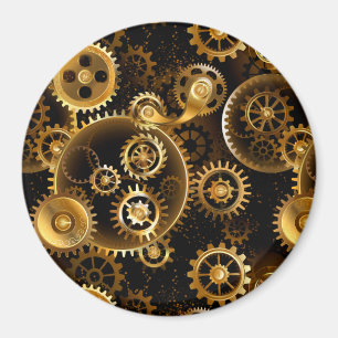 Seamless Steampunk Brass Gears Magnet