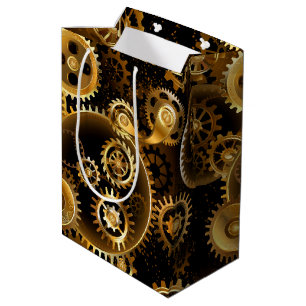Seamless Steampunk Brass Gears Medium Gift Bag