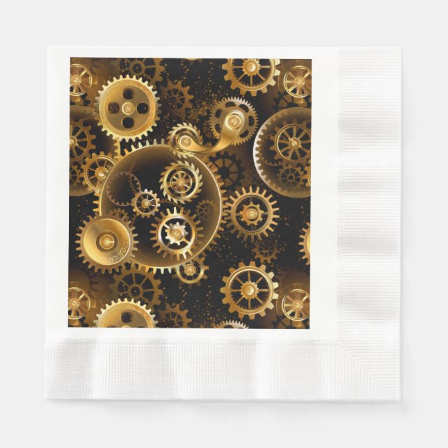 Seamless Steampunk Brass Gears Napkin (Front)