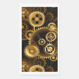 Seamless Steampunk Brass Gears Napkin