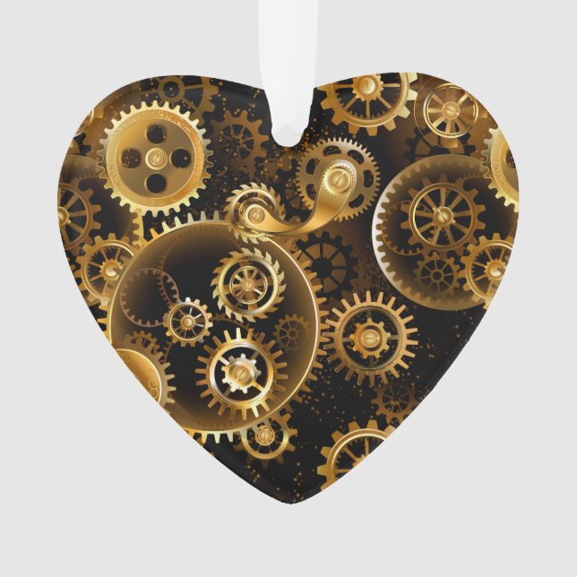 Seamless Steampunk Brass Gears Ornament (Front)