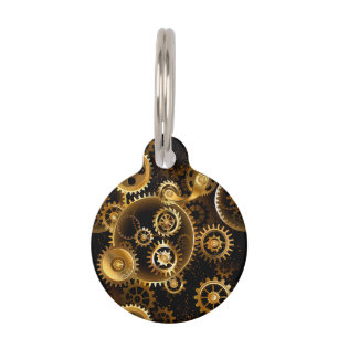 Seamless Steampunk Brass Gears Pet Tag