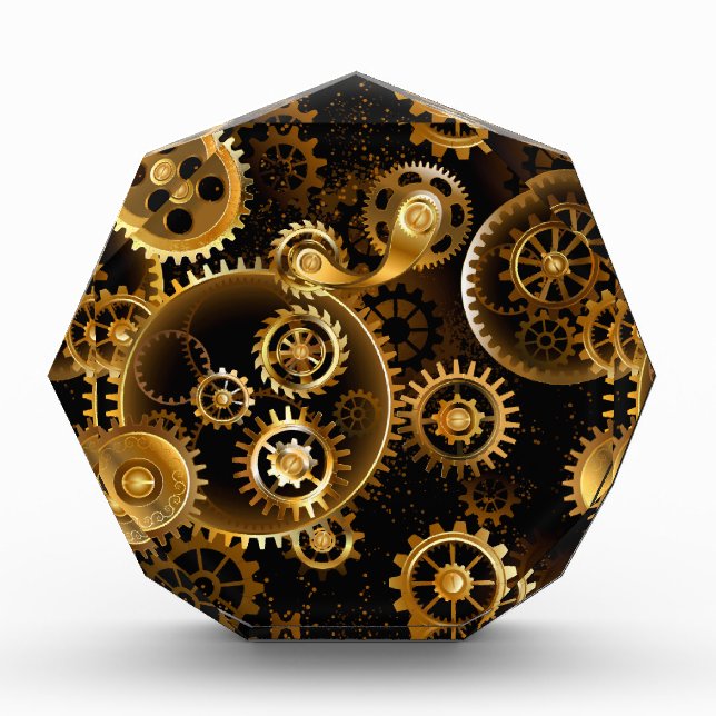 Seamless Steampunk Brass Gears Photo Block (Front)