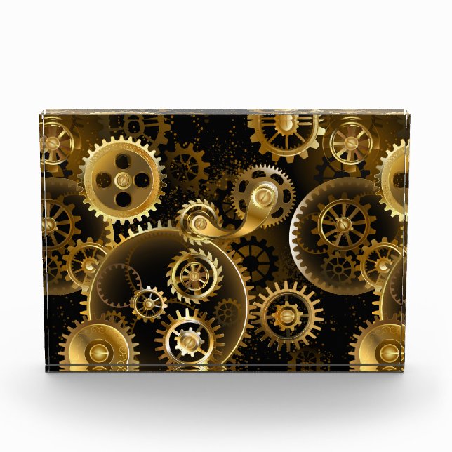 Seamless Steampunk Brass Gears Photo Block (Front)
