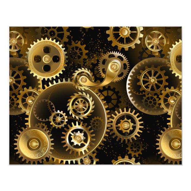 Seamless Steampunk Brass Gears Photo Print (Front)
