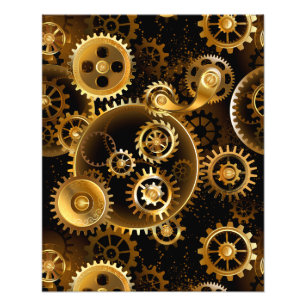 Seamless Steampunk Brass Gears Photo Print