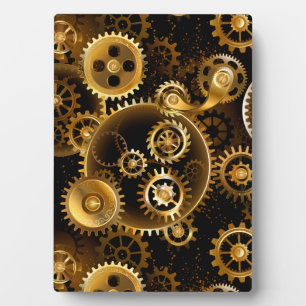 Seamless Steampunk Brass Gears Plaque