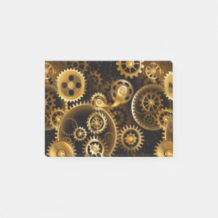 Seamless Steampunk Brass Gears Post-it Notes