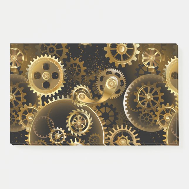 Seamless Steampunk Brass Gears Post-it Notes (Front)