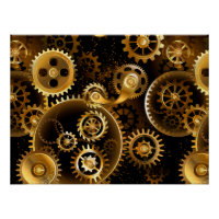 Seamless Steampunk Brass Gears