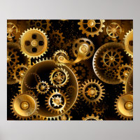 Seamless Steampunk Brass Gears