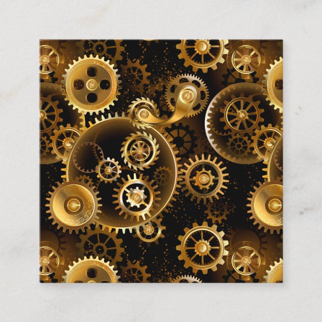 Seamless Steampunk Brass Gears Referral Card (Front)