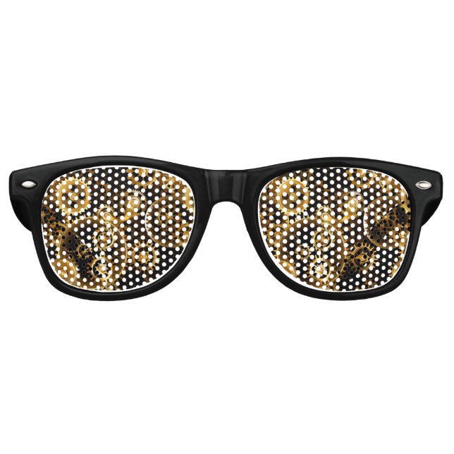 Seamless Steampunk Brass Gears Retro Sunglasses (Front)