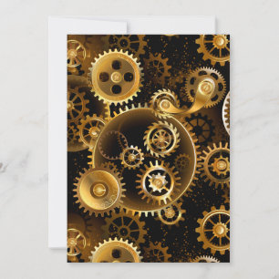Seamless Steampunk Brass Gears Save The Date