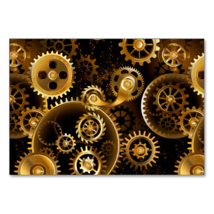 Seamless Steampunk Brass Gears Table Number