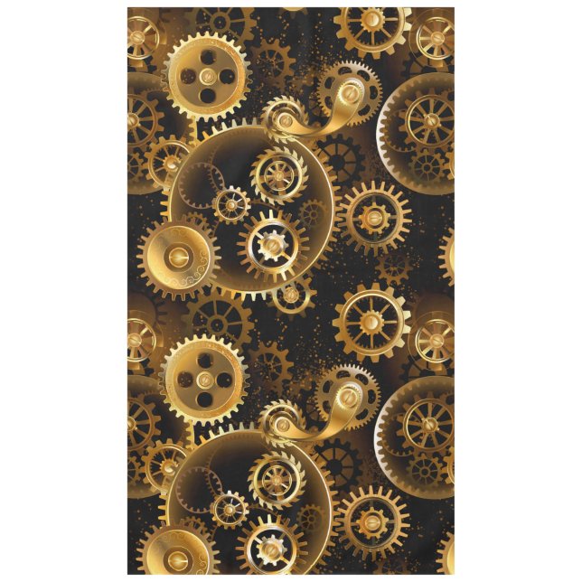 Seamless Steampunk Brass Gears Tablecloth (Front)