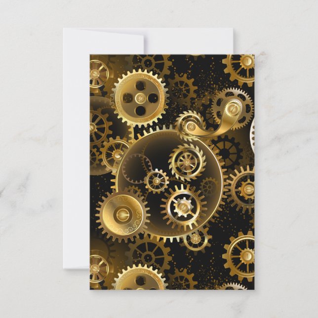 Seamless Steampunk Brass Gears Thank You Card (Front)