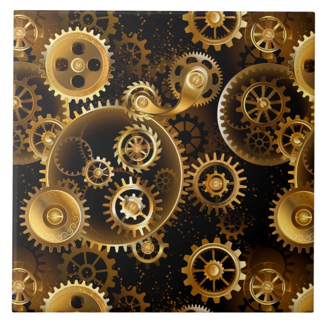 Seamless Steampunk Brass Gears Tile (Front)