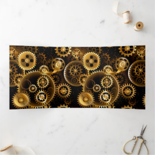 Seamless Steampunk Brass Gears Tri-Fold Announcement