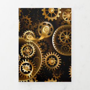 Seamless Steampunk Brass Gears Tri-Fold Programme