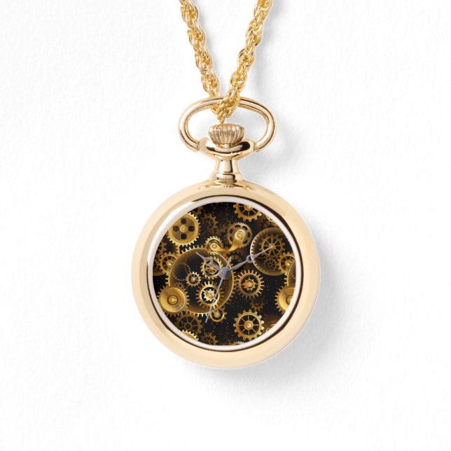 Seamless Steampunk Brass Gears Watch (Front)