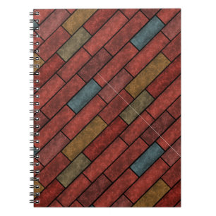 Seamless stone bricks brown orange green colours notebook