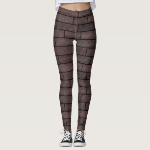 Seamless stone bricks loft brown grey colours prin leggings