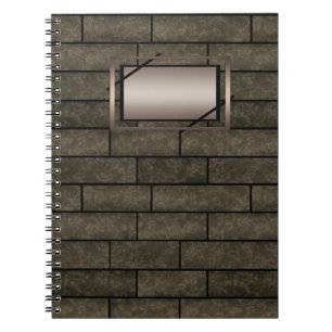 Seamless stone bricks loft brown grey colours prin notebook