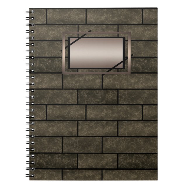 Seamless stone bricks loft brown grey colours prin notebook (Front)