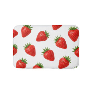 Seamless Strawberry Pattern Cute Red Fruit Bath Mat